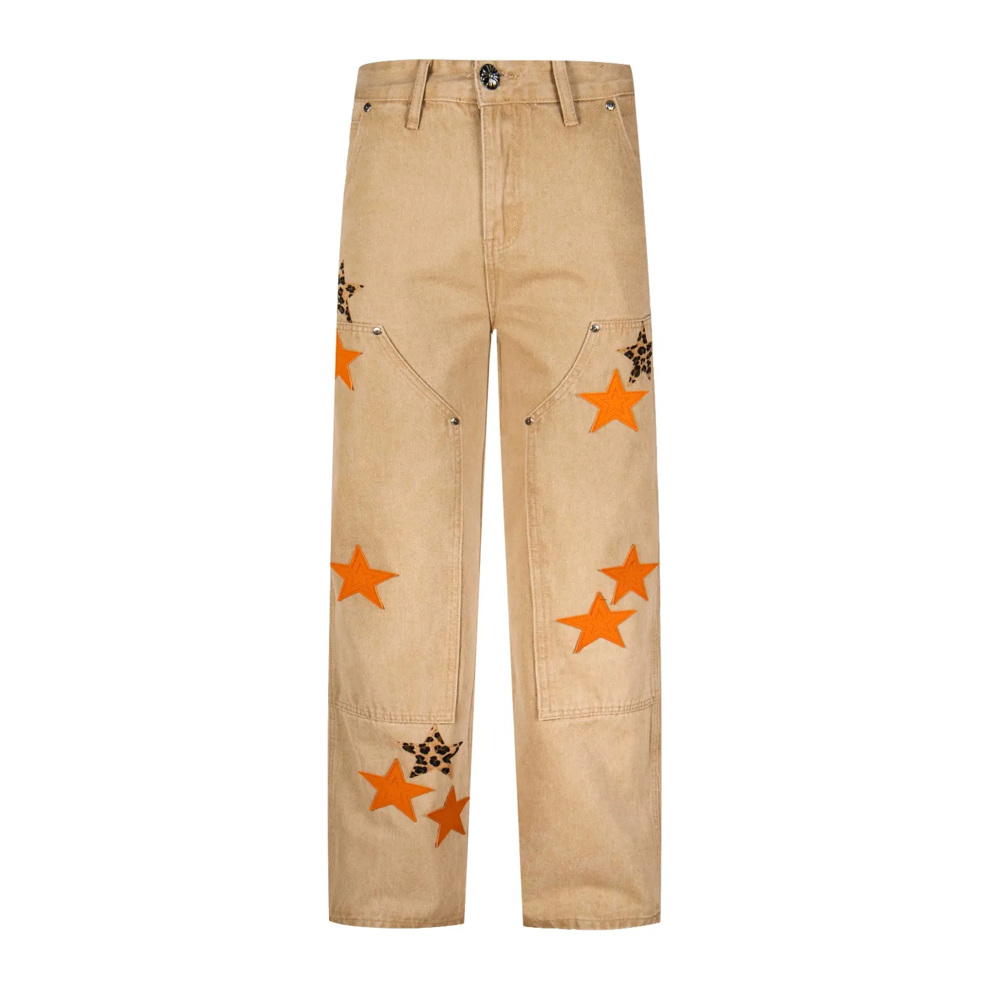 P280 Chrome Hearts khaki orange leopard print star couple jeans are a hot trend this season and are sought after by countless celebrities and fashionistas. The neat details of the cutting process add color to the playful fashion! The neat and meticulous design, and the well-fitting structure is unique. The upper body not only has outstanding recognition, but also looks younger and younger. A style with the ultimate wearing meaning and performance, gorgeous color matching, and the craftsmanship of this style is also extremely extraordinary. After the finished product is washed, it is disassembled and hand-made with sheepskin cross leather and then spliced ​​together to complete. The whole piece has too many craftsmanship to describe. It is decorated with patchwork cross flowers and high-waisted washed jeans! ! Absolutely high-end luxury product, a god-level single product, a super popular product, made with top heavy industry, a must-see magic weapon that can't be missed. Style number: 1828# Size: 30 32 34 36 Color: Khaki
